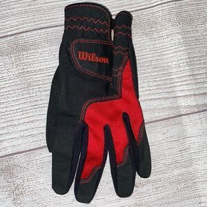 Wilson kids left hand golf glove w/adjustable strap red and black OS